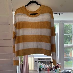 Yellow and White Striped American Eagle Sweater